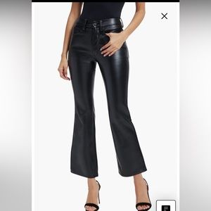 NWT Good Legs Crop Faux Leather Mini Bootcut Pants - cream size 6